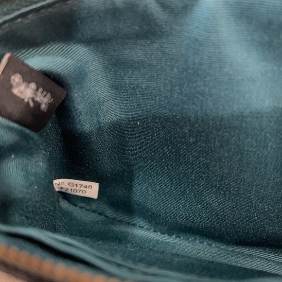Sold! No longer for sale! Coach wristlet- Leather Metallic Glitter Teal - Picture 6 of 7
